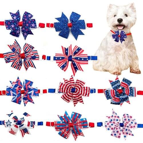 50/100pcs Us Independence Day Pet Dog BowTie Neckties for 4th July Small Dog Collar Dog Accessories Dog Pet Grooming Supplies