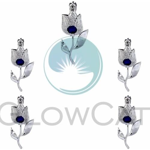 5X Hollow Tulip Pearl Cage Jewelry Findings Cage Locket Pendant Essential Oil Diffuser Locket For Oyster Pearl Necklace