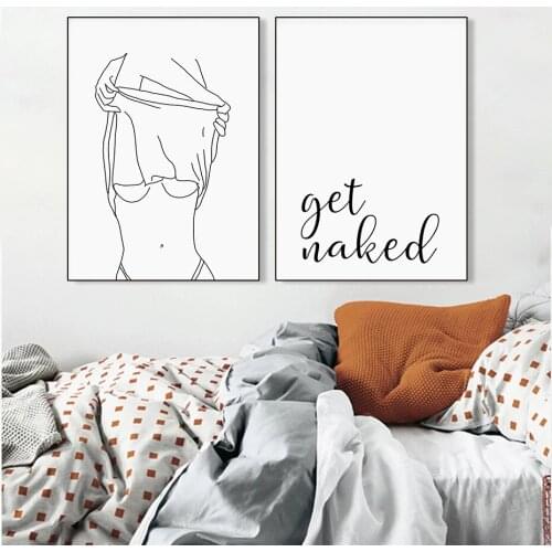 Nordic Abstract Woman Line Drawing Wall Art Canvas Painting Posters and Prints Pictures Bedroom Living Room Decor (No Frame)