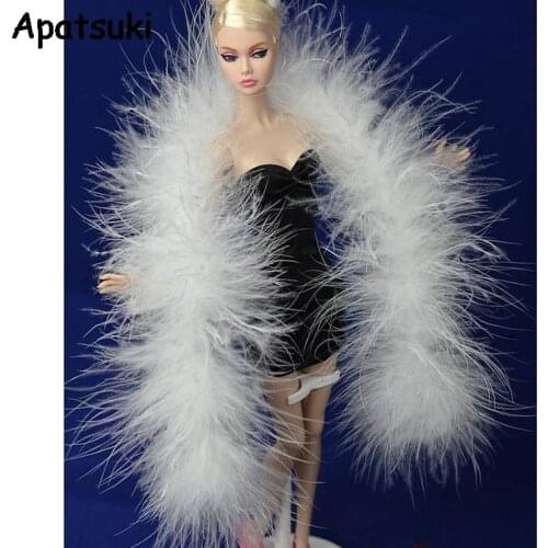 Doll Accessories Fashion White Long Plush Shawl Pashmina For Barbie Doll House For Monster High Dolls Girls Playhouse Gift
