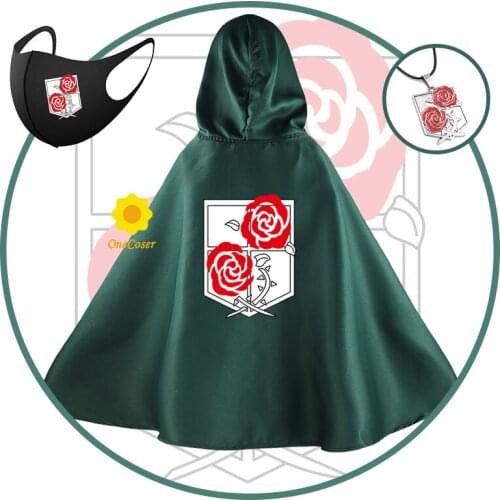 Anime Attack on Titan Rose Green Cloak Garrison Cosplay Stationed Corps Hannes Regiment Cloak Shingeki No Kyojin Hooded Cape
