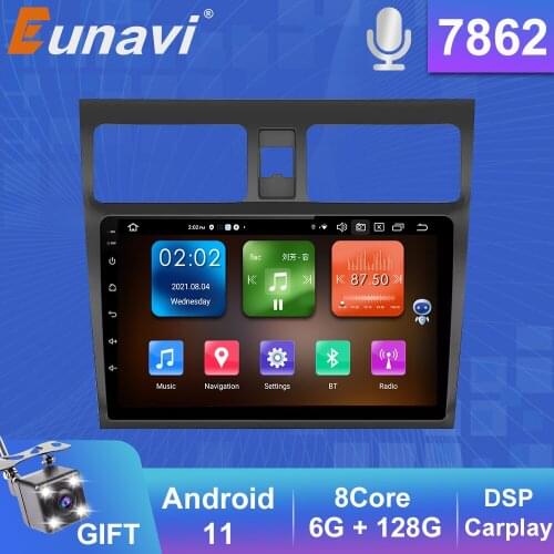 Eunavi 2 Din Android 11 Car Radio Multimedia Player For Suzuki Swift 2005 2006 2007 - 2016 Car Radio AI Voice Control DSP GPS
