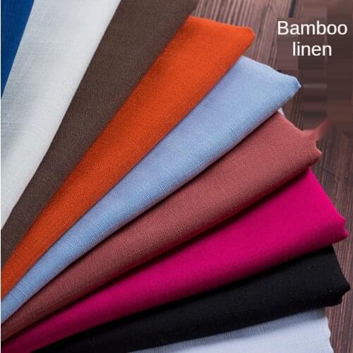 Bamboo Fabric By The Meter Cotton Linen Slub Clothing Pants Dress Skirt Brocade Fabrics Summer for Sewing Black White Blue Per