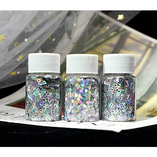 10g Shiny Holographic Glitter Flakes Sequins Letter Hollow Heart Number Nail Art Conffeti Glitter Decals For Nail Art Decor