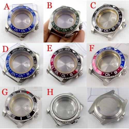 Fit NH35 Automatic Movement 40mm Watch Case with Magnifier Rotating Bezel Sapphire Glass