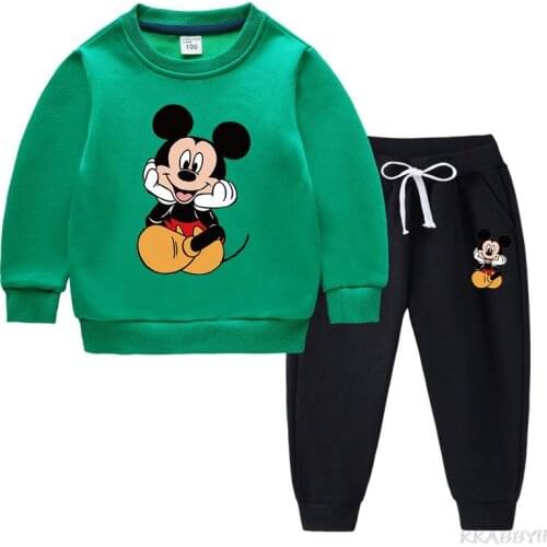 Disney Long sleeve childrens clothing Mickey sweatshirt trousers childrens clothing boys and girls clothing cotton pullovers