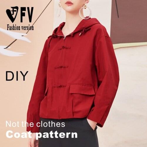 Cutting drawing womens casual retro hooded jacket pattern clothing drawing 1:1 physical pattern BWT-114