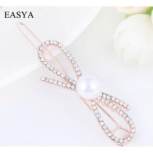 EASYA 2018 Women Girls Simulated Pearl Hairpin Rhinestone Crystal Bowknot Flower Heart Hair Clips Hairwear Hair Accessories