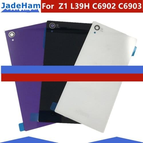 5.0'' For Sony Xperia Z1 L39H C6902 C6903 Back Glass Battery Door Housing Rear Back Cover Replacement Spare Parts NFC