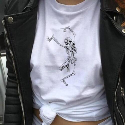 The FolkArt Gallery Transparent Bone Day Of The Dead Skeletons Dancing Graphic Tee Black White Cool Grunge Hipster Harajuku Unis