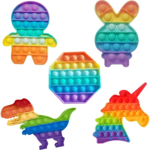 Reliver Stress Toys Rainbow Push Bubble Antistress Toys Sensory Toy To RelieveAutism Push Pops Bubble Sensory Free Shipping
