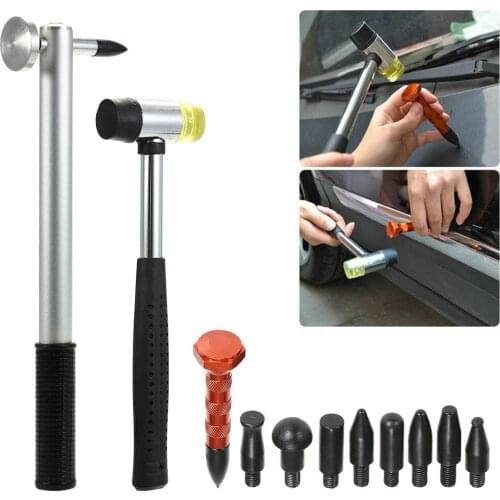 Car Repair Tool Paintless Dent Repair Tool Dent Removal Repair Hammer Tap Down Pen 9Pcs Head For Toyota Peugeot