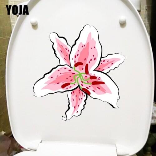 YOJA 20.7X21.3CM Oil Painting Style Lily Cartoon Flower Girl Bedroom Wall Sticker Home Wall Decor T1-1483