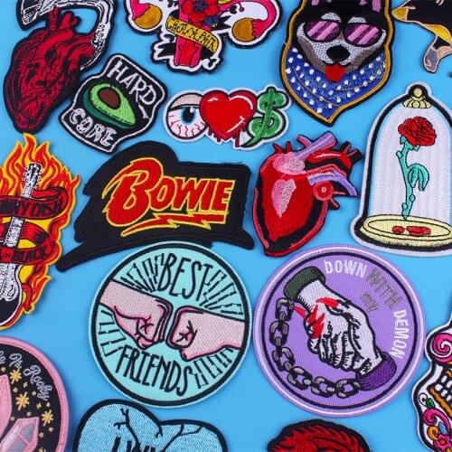 Round Patches On Clothes Fashion Embroidery Patch Letter Heart Patch For Clothing thermoadhesive Patches Stripe For Jacket Badge