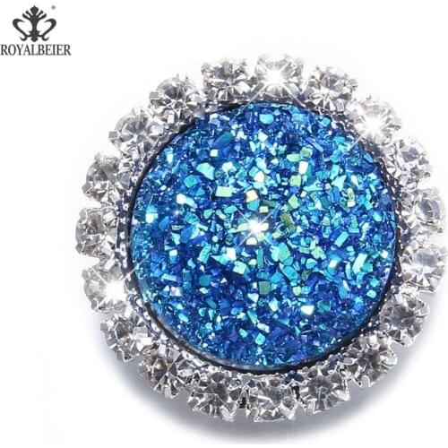 ROYALBEIER Big Size 10pcs 18/25mm Round Rhinestones Buttons Crystal Decorative Button for DIY Accessories Jewelry