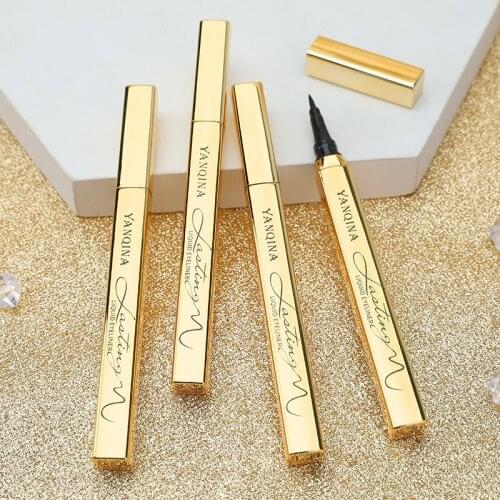 Hot Selling YANQINA Gold Bullion Eyeliner Pen Waterproof Anti Sweat, No Staining, Very Fine Beginners Makeup Goods Cosmetic Gift
