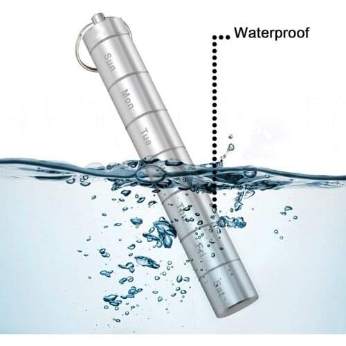 Alloy Metal Pill Box Weekly Medicine Case Splitter Tablet Storage Organizer Container Airtight Waterproof 7 Days Split Aluminum