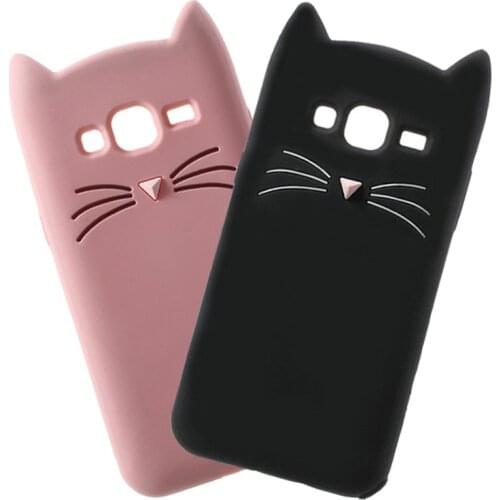 Cute 3D Beard Cat Ears Full Cover For Samsung Galaxy J1 J3 J5 J7 A3 A5 2016 2017 J2 Prime G530 S7 S8 S9 Plus Soft Silicone Case