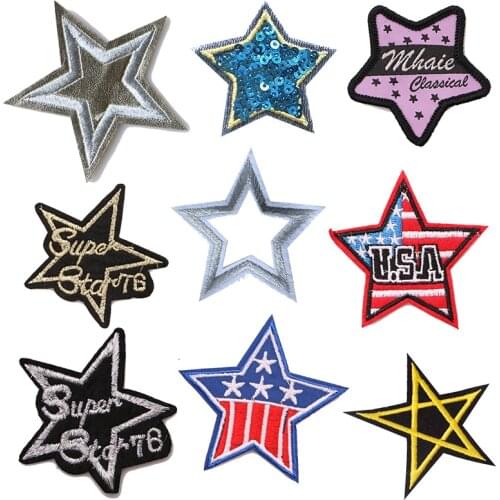 Cartoon Decorative Hollow stars,USA icon Embroidered Applique Patches For DIY Iron on Badges Stickers on backpack,the clothes