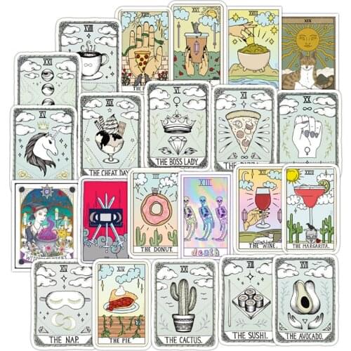 10/30/50PCS Mixed Tarot Card Divination Stickers Travel Skateboard Suitcase Guitar Luggage Laptop Waterproof Cool Kid Stickers