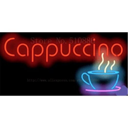Custom Neon Sign For Cappuccino Coffee Real Glass Tube Display Light Lamp Decorative Bar Beer BULBS Decor Bulbs Signs 19"x15"