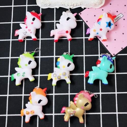 New Cute Dream Pony Unicorn Keychain Female Pink Girl Heart Bag Key Chain Pendant