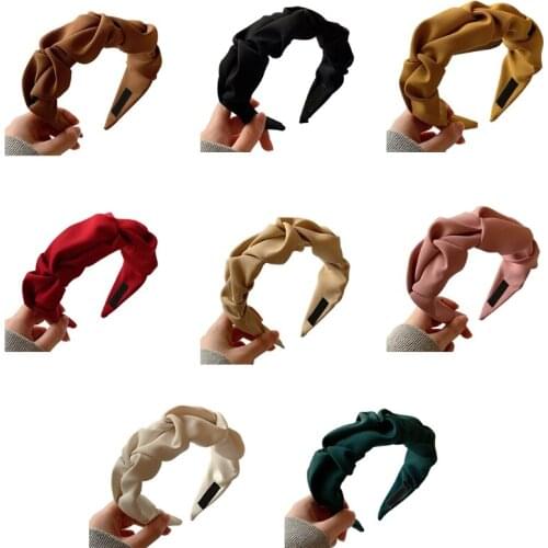 Wavy Ruched Pleated Headband Wide Turban Hair Hoop Solid Color Ruching Style Vintage Hairband Hair Accessories for Girls