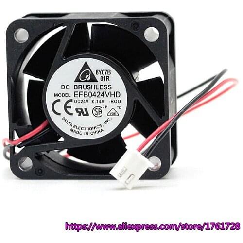 Original 40*40*20mm 4cm servo fan EFB0424VHD 24V 0.14A dual ball bearings 2 wires cooling fan