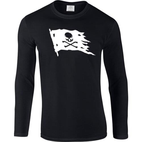Pirate Flag autumn fashion T-shirt mens long-sleeved cotton T-shirt funny hip-hop clothing T-shirt