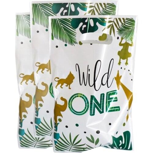 Plastic Kids Party Gifts Bags Game Decoration For Birthday Party Animal Pattern Cartoon Anime Jungle Party Gift Bags Wholesale