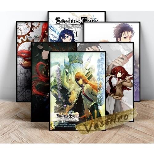 Steins Gate Poster, Japan Manga Role Painting, Funny Cartoon Figure Art Prints, Video Game Wall Picture, Kids Room Wall Stickers