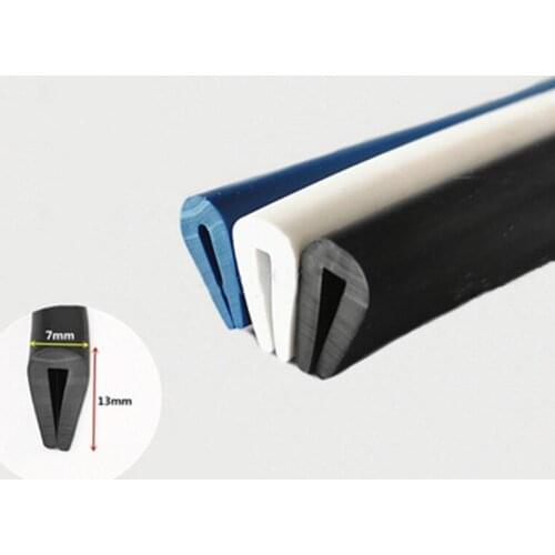 Rubber U Sealing Strip 13x7mm 1.5-2.5mm thick Glass Metal Car Wood Panel Board Flat Edge Encloser Shield White Black Blue