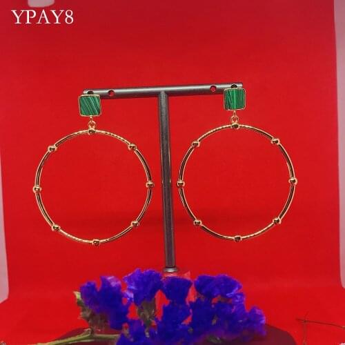 YPAY8 Luxury circle Fashion Women Wedding party Top Quality Nail Stud Earrings Wedding Party Big circle Stud Earrings Jewelry