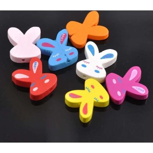 Mixed Lovely Rabbit Wooden Spacer Beads For Jewelry making DIY 22x20mm 50pcs MT0011