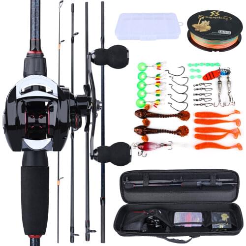 Sougayilang Portable Travel Fishing Combo 1.8-2.4m Casting Fishing Rod and 18+1bb Reel Combo Fishing Line Lures Bag Accessories