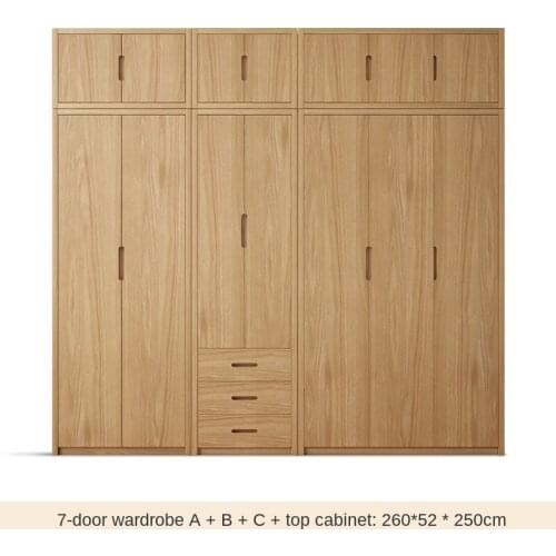 Oak modern minimalist wardrobe flat open locker bedroom coatcase log storage assembly