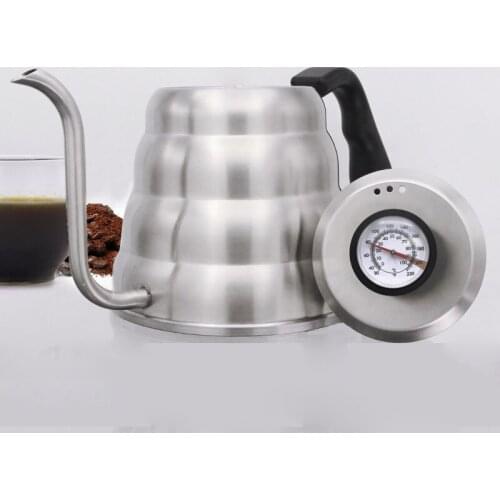 SUS 304 Stainless Steel Long Narrow Spout Coffee Pot, Hanging Ear Hand Blunt Pour Over Drip Pot Coffee Maker temperature 1L 1.2L