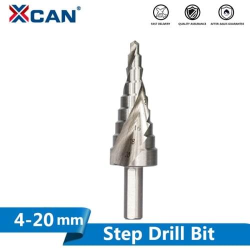 Xcan 1pc 4-20mm High Speed Steel Step Drilll Bit For Wood Metal Hole Drilling Spiral Groove Core Drill Bit
