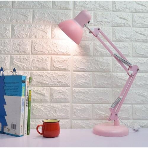Led Desk Lamp Adjustable Angle USB Pink Table Lamp Touch Three-Color Switch Lihght for Student Reading Lamp Folding Bedroom