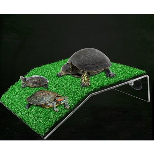 Turtle Terrace Basking Climbing Platform Reptile Tortoise Island Aquariums Floating Ladder Simulation Lawn LandscapingTank Decor