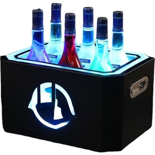 Stainless Steel Ice Bucket Double Wall Metal Frame Led Ice Bucket for Champagne Wine