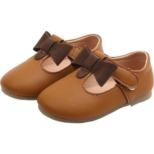 Spring Autumn Girls Flats Bow-knot Princess Fashion Leather Shoes Little Girls Korean Casual Butterfly-knot Shallow Kids Shoes
