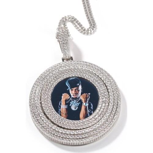 Rotating Double Sided Necklace Men Hip Hop Jewelry Holiday Gift