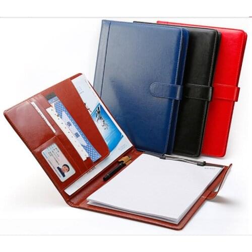 High quality PU leather portable file folder a4 padfolio portfolio coference folder for documents with clasp office supply 1300