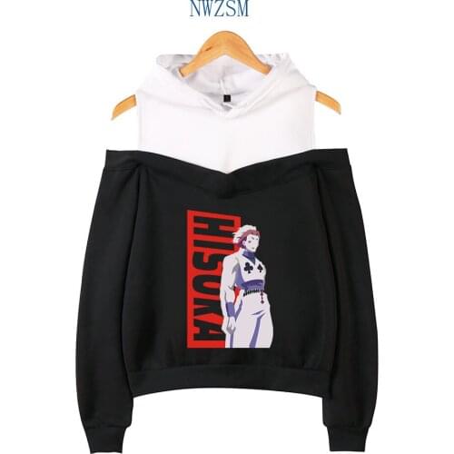 Japan Anime Hunter X Hunter Hisoka Sexy Off Shoulder Hoodies Women Fashion Hooded Sweatshirt 2020 Hot Sale Streetwear Clothes