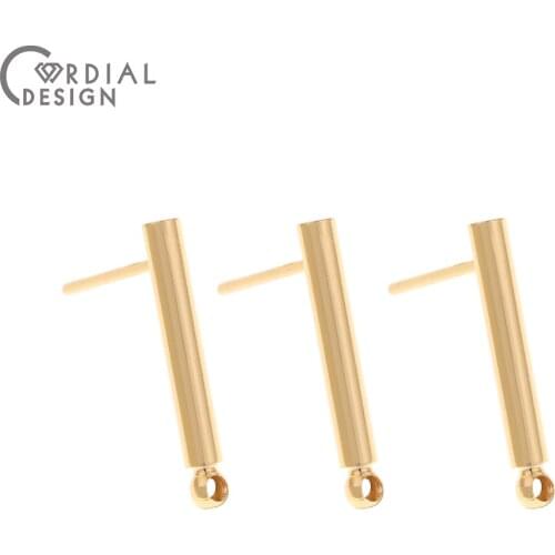 Cordial Design 50Pcs 2*15MM Jewelry Accessories/Earring Findings/Stick Shape/Genuine Gold Plating/Hand Made/DIY Earrings Stud