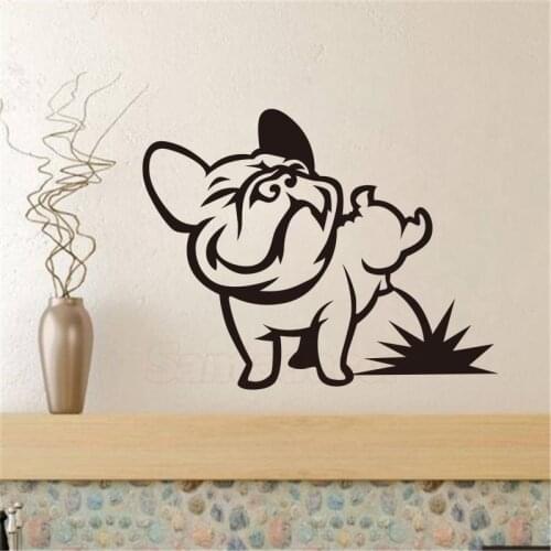 Funny Dog Pissing Wall Stickers French Bulldog Vinyl Wall Art Mural Decal Living Room Cars Tablet Wallpaper Kids Room Home Decor