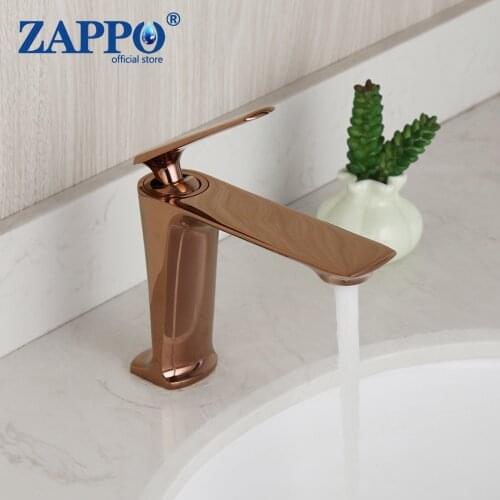 ZAPPO Rose Golden Bathroom Faucet Wash Basin Sink Tap Steam Spout Deck Mounted Solid Brass Rose Golden Mixer Tap Faucets