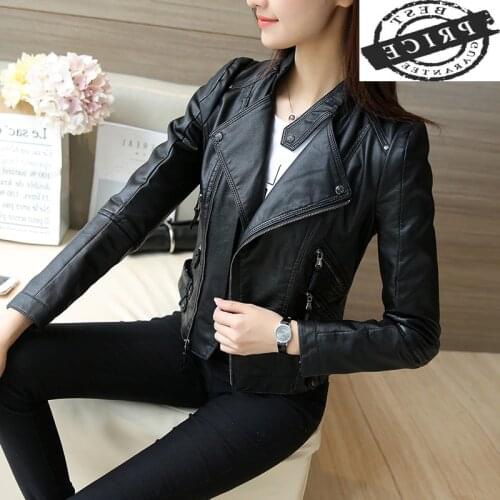 Ladies Clothes PU Leather Jacket Women 2021 Autumn Casual Black Coat Spring Fashion Biker Jackets Chaqueta Mujer LWLaa2