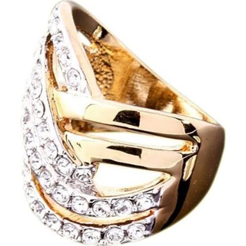 Women Ring Luxury Alloy Inlaid Cubic Zirconia Finger Band Ring Jewelry Gift Send Girlfriend Birthday Present Surprise Gift